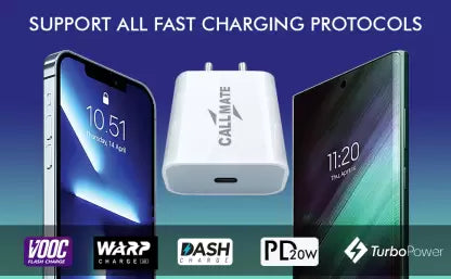 Callmate 20 W Qualcomm 3.0 3 A Mobile Charger with Detachable Cable (White, Cable Included) Callmate 20 W Qualcomm 3.0 3 A Mobile Charger with Detachable Cable (White, Cable Included)